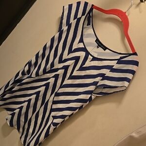 Alexander McQUEEN SILK Striped Navy and White Women's Top